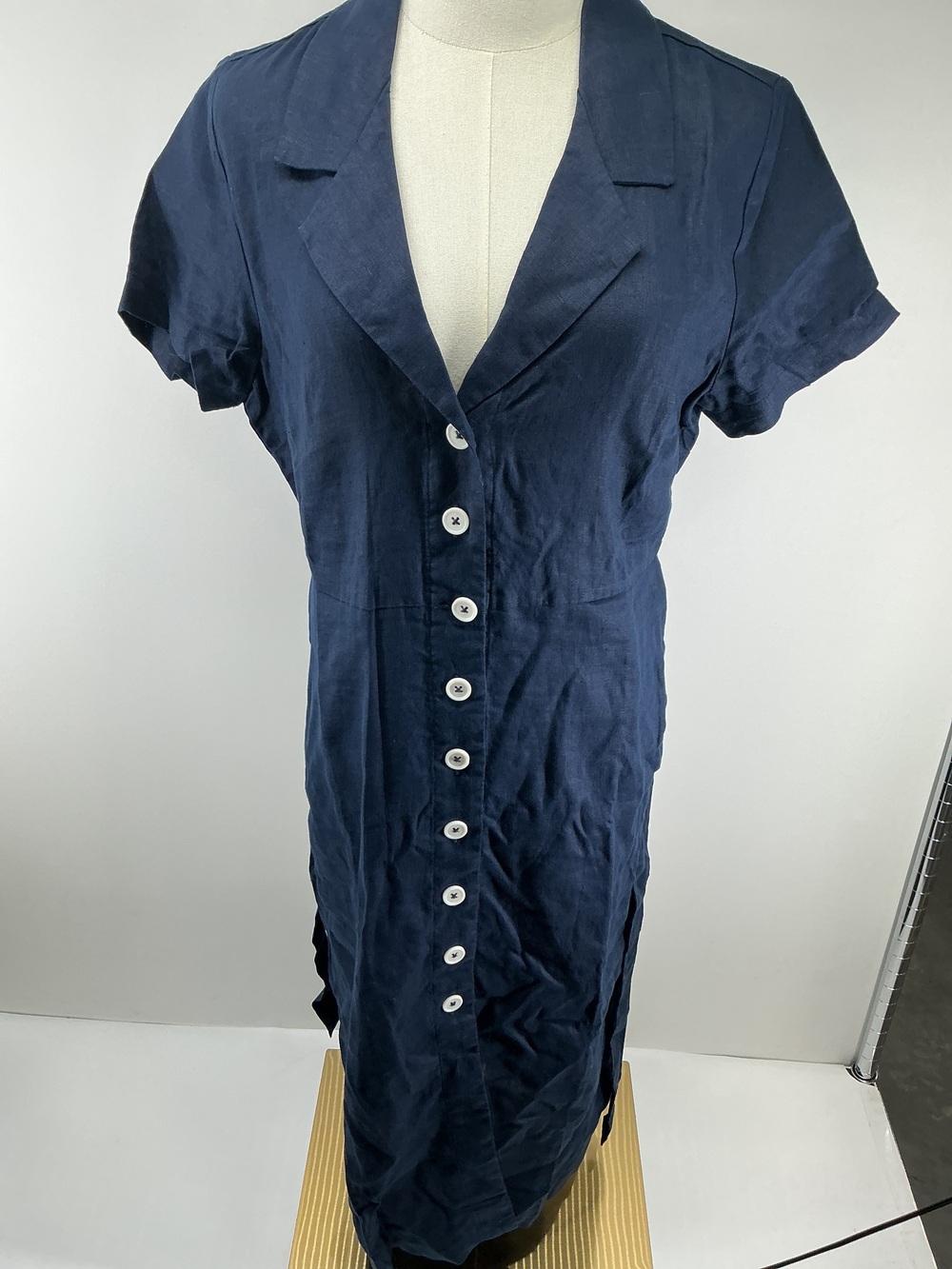 100% European Linen Button Front Dress